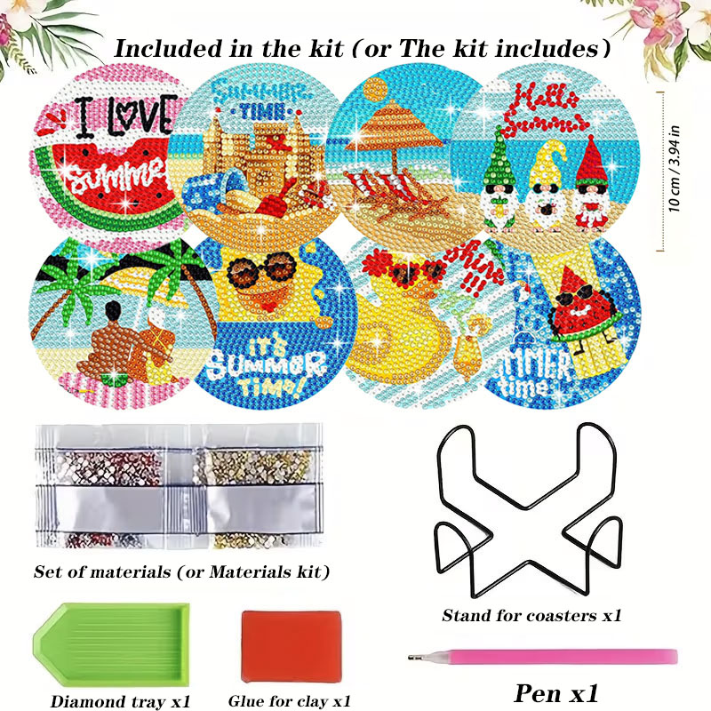 8PCS Summer Beach Diamond Pain - Resin Art Kit For Beginners 评论和价格